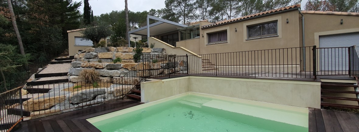 Aménagements extérieurs avec création d'une piscine à Saint Clément-de-Rivière